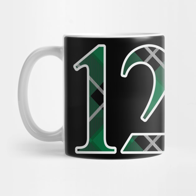 12 Sports Jersey Number Green Black Flannel by Design_Lawrence